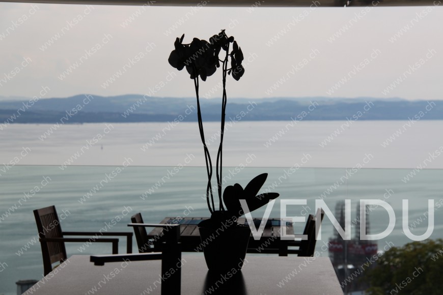 Vue sur terrasse depuis cuisine